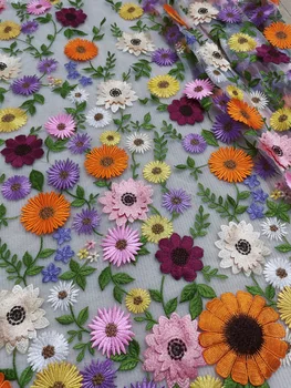 3D Плавающий Цветок Сетчатая Ткань Модное Платье Швейное Кружево Африканская кружевная ткань 2022 Продажа по ярдам
