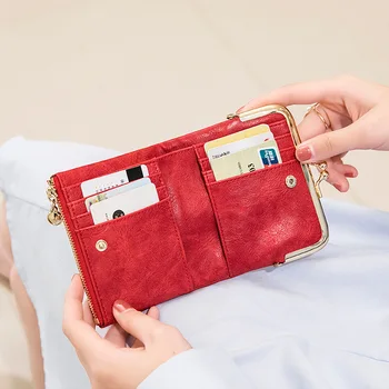 Модный дизайнерский кошелек с зажимом, держатель для карт, карман для монет на молнии, женские маленькие кошельки, Короткая женская сумочка из искусственной кожи
