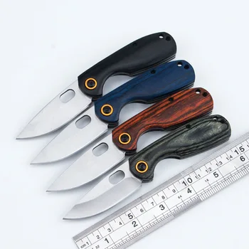 Открытый EDC Складной Нож для Мужчин, Портативные Карманные Ножи для Выживания в Кемпинге, для Рыбалки и Охоты, Деревянная Ручка Для Ножа