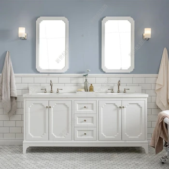 Легкий роскошный напольный шкаф для ванной комнаты с двойным умывальником, комбинированная раковина для унитаза, умывальник из массива дерева, шкаф для умывальника