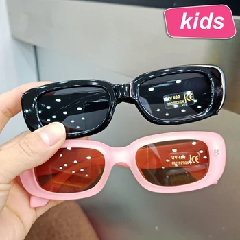 Милые мультяшные детские солнцезащитные очки UV400, винтажные маленькие прямоугольные солнцезащитные очки, защита от солнца для девочек и мальчиков, классические детские солнцезащитные очки