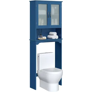 Современный шкаф для хранения над Унитазом Easyfashion для ванной комнаты, темно-синий