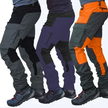 Весенние новые брюки-карго с цветными блоками, с несколькими карманами, Модная мужская повседневная рабочая униформа в стиле ретро с застежкой-молнией, рабочие брюки 5XL