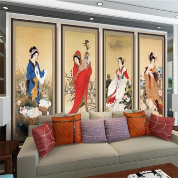 обои на заказ beibehang 3d классические четыре красивых фона для гостиной в китайском стиле обои для спальни обоиrestaurant