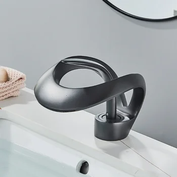 Матовый черный смеситель для раковины в ванной, Латунный смеситель с водопадом с одной ручкой, Современный смеситель для раковины с горячей и холодной водой