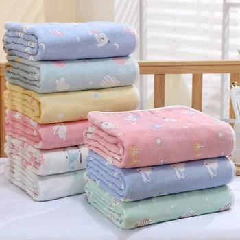 Банное полотенце для новорожденных, летнее покрывало для ванной, марлевое одеяло, комфорт для мягкой кожи, одеяло для кондиционера из чистого хлопка для детей
