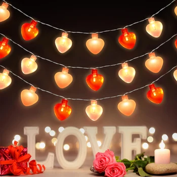 1,5 м 10 светодиодных гирлянд в форме сердца, светильник в виде сказочных сердечек на батарейках, украшение в романтическую атмосферу на День Святого Валентина, светильник