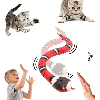 Умная Сенсорная игрушка-Змея, Интерактивные игрушки для кошек, Перезаряжаемая через USB Реалистичная имитация Электрической Игрушки-змеи
