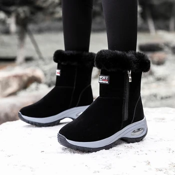 Новая популярная женская походная обувь, сохраняющая тепло на открытом воздухе, меховые кроссовки для ходьбы по снегу, хлопковая спортивная обувь большого размера с высоким берцем для женщин
