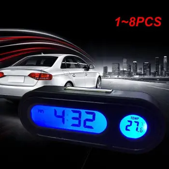 1 ~ 8ШТ Автомобильные мини-электронные часы, время, часы на приборной панели, светящийся термометр, Черный цифровой дисплей, Автомобильный стайлинг
