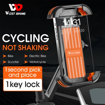 WEST BIKING, Вращающийся на 360 Градусов велосипед, подставка для мобильного телефона, держатель для мобильного телефона, Нескользящая подставка для велосипедного телефона