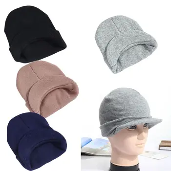 Ветрозащитная вязаная шапка Модная, сохраняющая тепло Уличная шапка среднего возраста, теплая Толстая ушная защита, козырек кепки