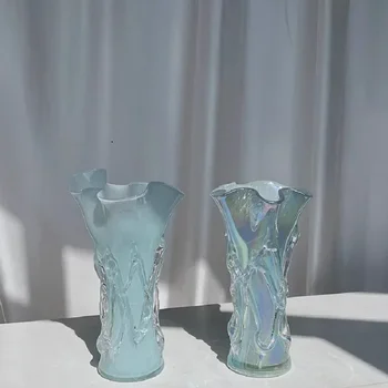Простые синие кружевные вазы, вазы для капусты ручной работы, домашний декор, украшения для столешниц в гостиной, украшения для спальни