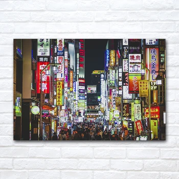 Современное Искусство Синдзюку Токио Японская Ночная Сцена Плакаты и Принты Картины На Холсте Настенные Панно для Декора Гостиной
