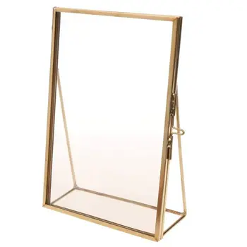 Простая антикварная прямоугольная отдельно Стоящая фоторамка из прозрачного стекла для украшения дома - золото, 15,2 x 20,3 см