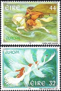 Марка ирландской почты 1997 года, дети Суон и Лилль, Европа - Мифы и легенды, высокое качество, настоящий оригинал, MNH