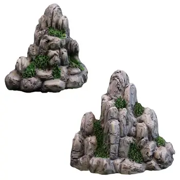 Аквариум с горными скалами, Аквариумная смола, Рокарий, декор с видом на горы, пейзаж, Скрытая пещера, Аквариумное украшение для рыб