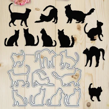 Плашки для резки Crazyclown Animal Cat для изготовления открыток, металлический трафарет для вырезания поделок, альбом для вырезок, бумажная открытка