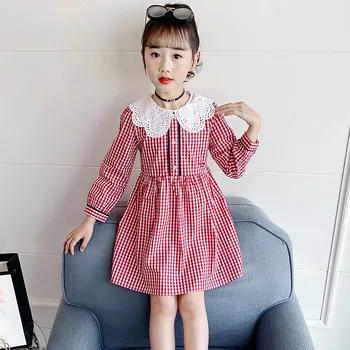 2023 Корейские Весенне-осенние Детские платья для маленьких девочек, цельное платье с длинными рукавами для начальной школы, пышное элегантное детское платье для девочек