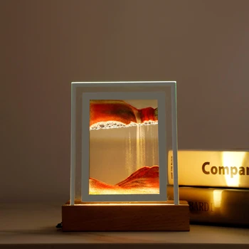 3D Картина с зыбучими песками Ночник USB Креативное искусство Песочные Часы Движущийся Песок Украшение дома Гостиная Спальня Светодиодная прикроватная лампа