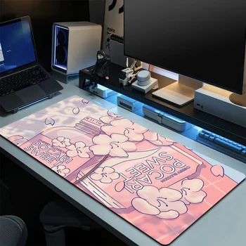 Цветочный Большой Коврик Для Мыши Kawaii Pink Desk Pad XXL Extra Big Аниме Коврик Для Компьютерного Стола Милый Офисный Коврик Для Мыши Для Женщин Украшение Стола