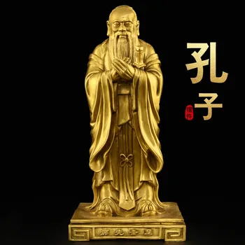 Статуя Конфуция Ручной Работы В Китайском Стиле, Медно-Золотое Украшение, Подарок Для Изучения Конфуция, Академическая Успеваемость и Карьера