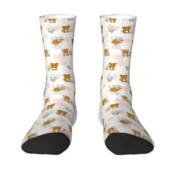 Мужские носки Kawaii Rilakkuma Bear Collage, мужские носки для экипажа, крутые носки для девочек на весну, лето, осень, зиму