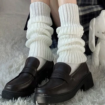 Длинные носки в стиле Лолиты, женские гетры, вязаный теплый чехол для ног, белая грелка для рук, женские осенне-зимние носки крючком, манжеты для ботинок