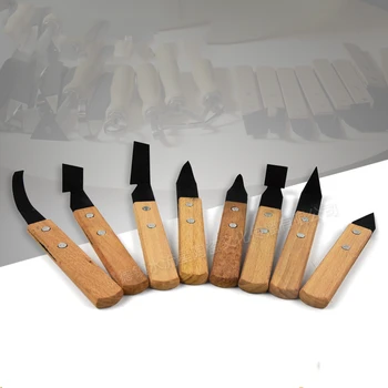 Керамический инструмент для резьбы из 8 частей, Обрезная режущая головка, Керамический инструмент, Деревянная ручка, Набор кожаных ручек, Полимерный формирователь, Глиняный инструмент