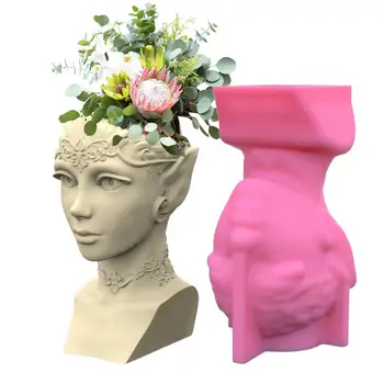 Силиконовая форма для кашпо Креативная форма для кашпо со статуэткой Головы Леди Бытовая форма для поделок из силикона для изготовления сочного цветка