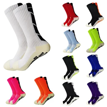 Новые футбольные носки, мужские и женские спортивные носки с нескользящей силиконовой подошвой, футбольные баскетбольные носки с захватом