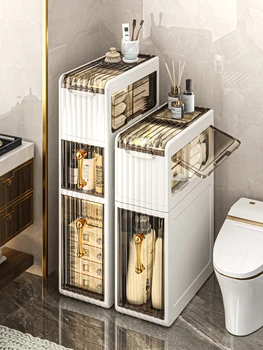 Шкаф для хранения швов в ванной комнате, выдвижной стиль, бытовая ванная комната, многослойный стеллаж для хранения, щель для унитаза, пластиковый шкаф для хранения