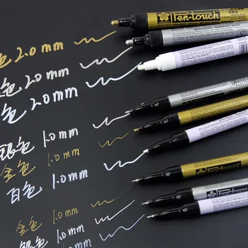 Маркер Sakura Pen-Touch Paint 3 шт. / лот Золото / серебро / белый 0,7 мм / 1 мм / 2 мм Нанесите метку на любую вещь Стекло / ткань / металл