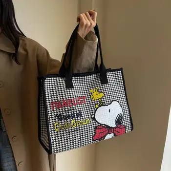 MINISO Kawaii Snoopy Аниме мультфильм Милая женская сумка Большая вместительная холщовая сумка, сумка-тоут, игрушки для девочек