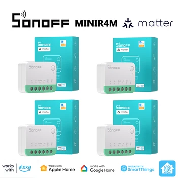 SONOFF MINIR4M Wifi Smart Switch Matter Выключатель Света Умный Дом eWeLink App Контроллер Работает С Alexa Google Assistant