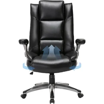 Офисное кресло для руководителей с высокой спинкой-эргономичное компьютерное кресло из натуральной кожи с откидывающимися подлокотниками, регулируемым натяжением наклона