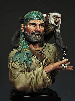 Неокрашенный комплект 1/12 Пират-разбойник с обезьяной древняя фигурка из смолы Миниатюрный гаражный набор