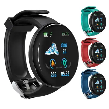 Умный браслет D18 Цветной круглый экран Пульсометр Кровяное давление Мониторинг сна Шагомер Спортивные смарт-часы для фитнеса
