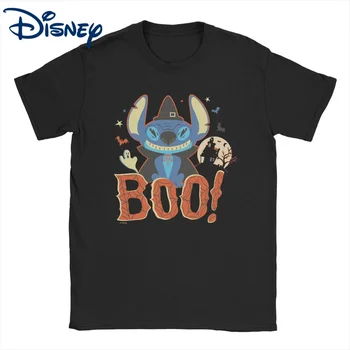 Мужская футболка Disney Stitch Halloween Boo, креативные футболки из 100% хлопка с коротким рукавом, футболки Lilo и Stitch, идея подарка для одежды