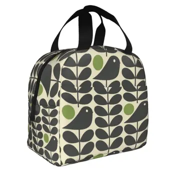 Orla Kiely, Изолированные сумки для ланча темного цвета для пикника на открытом воздухе, переносной термоохладитель в скандинавском стиле с цветами, коробка для Бенто для женщин и детей
