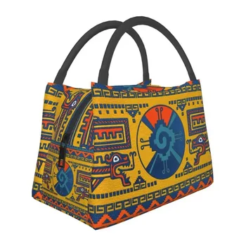 Изготовленные на заказ сумки для ланча с кожаной текстурой символа майя Хунаб Ку, женские ланч-боксы с термоизоляцией, ланч-боксы для офисных поездок
