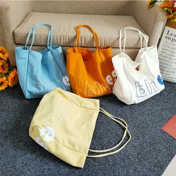Японская сумка-тоут большой емкости, студенческая Корейская версия простой и универсальной сумки через плечо, холщовый женский тренд