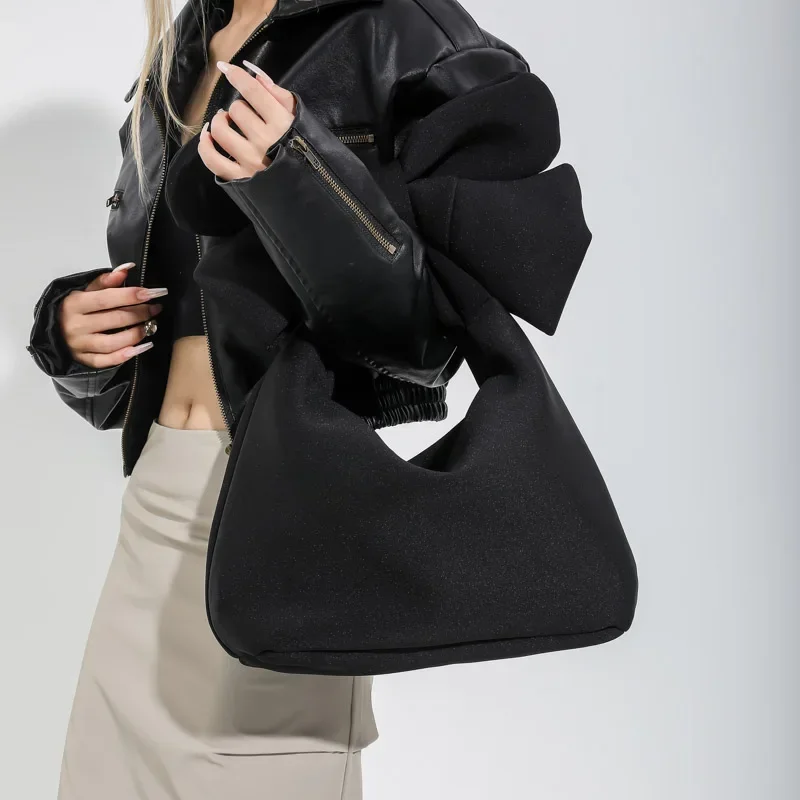 2024 Модная женская сумка через плечо с большим бантом, персонализированная холщовая сумка большой емкости Сумка Женская 여자 가방