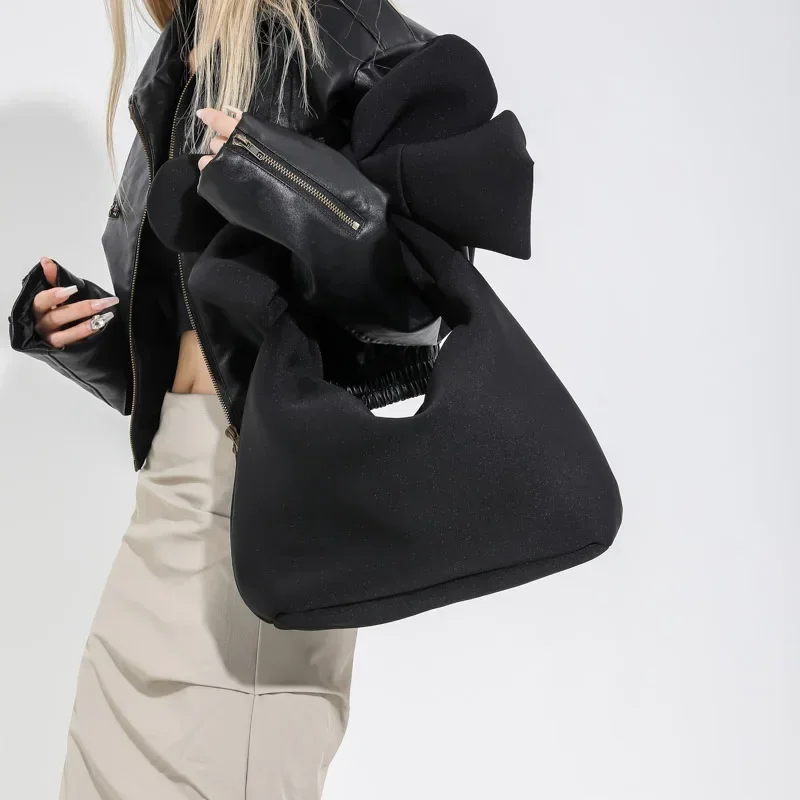 2024 Модная женская сумка через плечо с большим бантом, персонализированная холщовая сумка большой емкости Сумка Женская 여자 가방