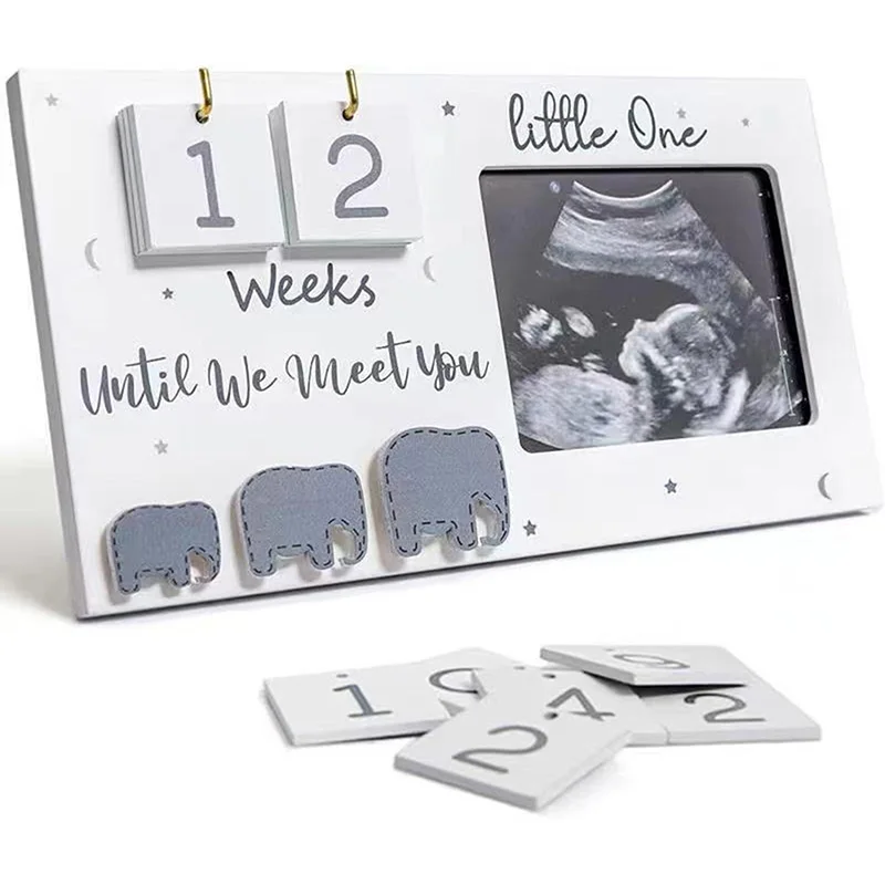 Рамка для сонограммы ребенка, ультразвуковая фоторамка, деревянная табличка с объявлением о рождении ребенка с обратным отсчетом недель