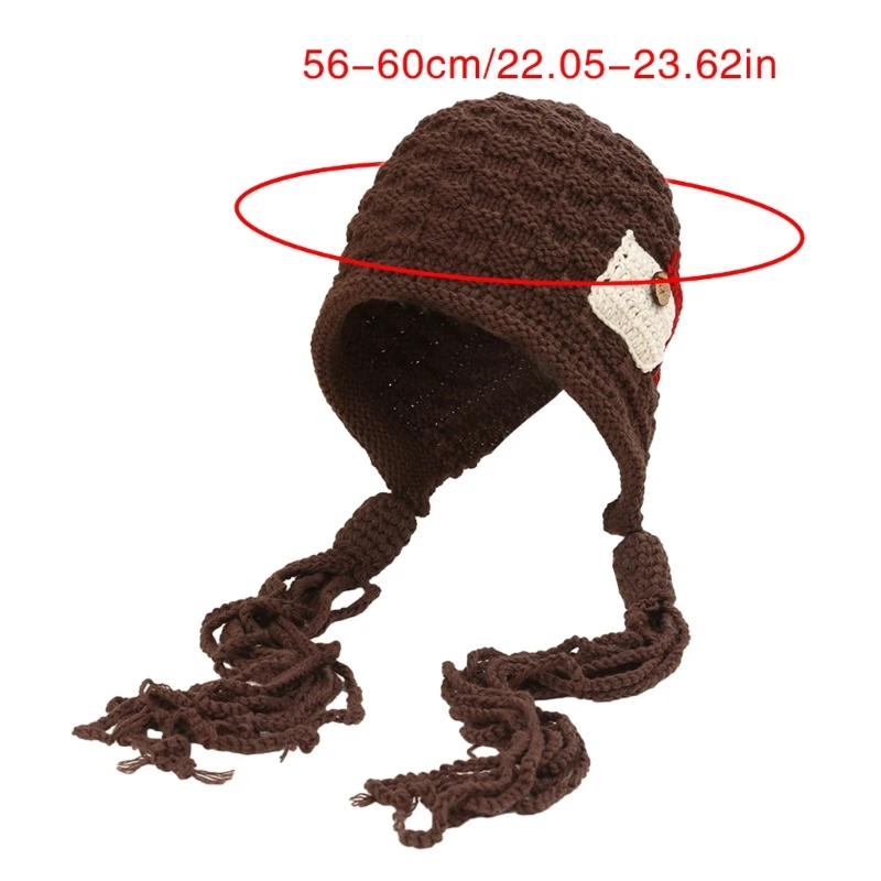 Вязаная шапочка-бини, кепка с длинными кисточками, осенне-зимняя уличная шапка для защиты ушей