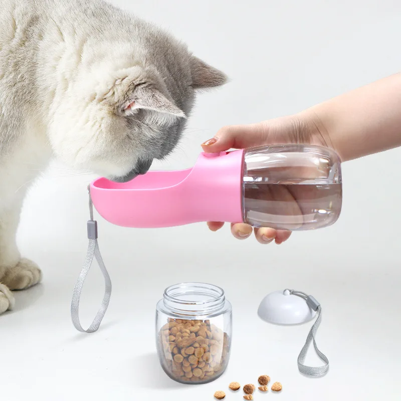 Диспенсер для воды для кошек и собак большой емкости, многофункциональная портативная чашка для корма для собак, сопровождающая питомца, 2 в 1, чашка для воды и корма для домашних животных