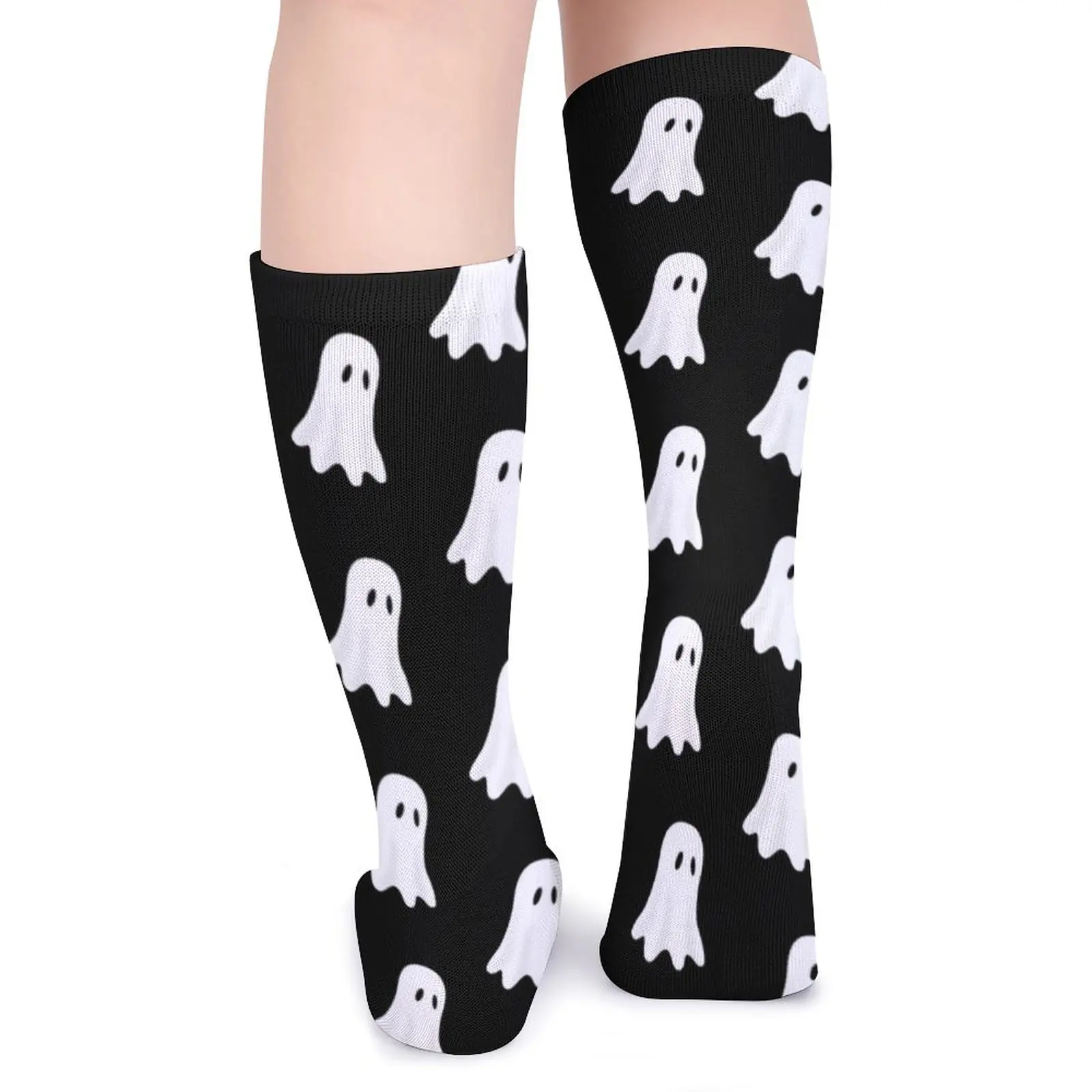 Забавные носки с принтом на Хэллоуин, белые забавные чулки с привидениями, осенние нескользящие женские носки, дышащие носки для скалолазания с рисунком