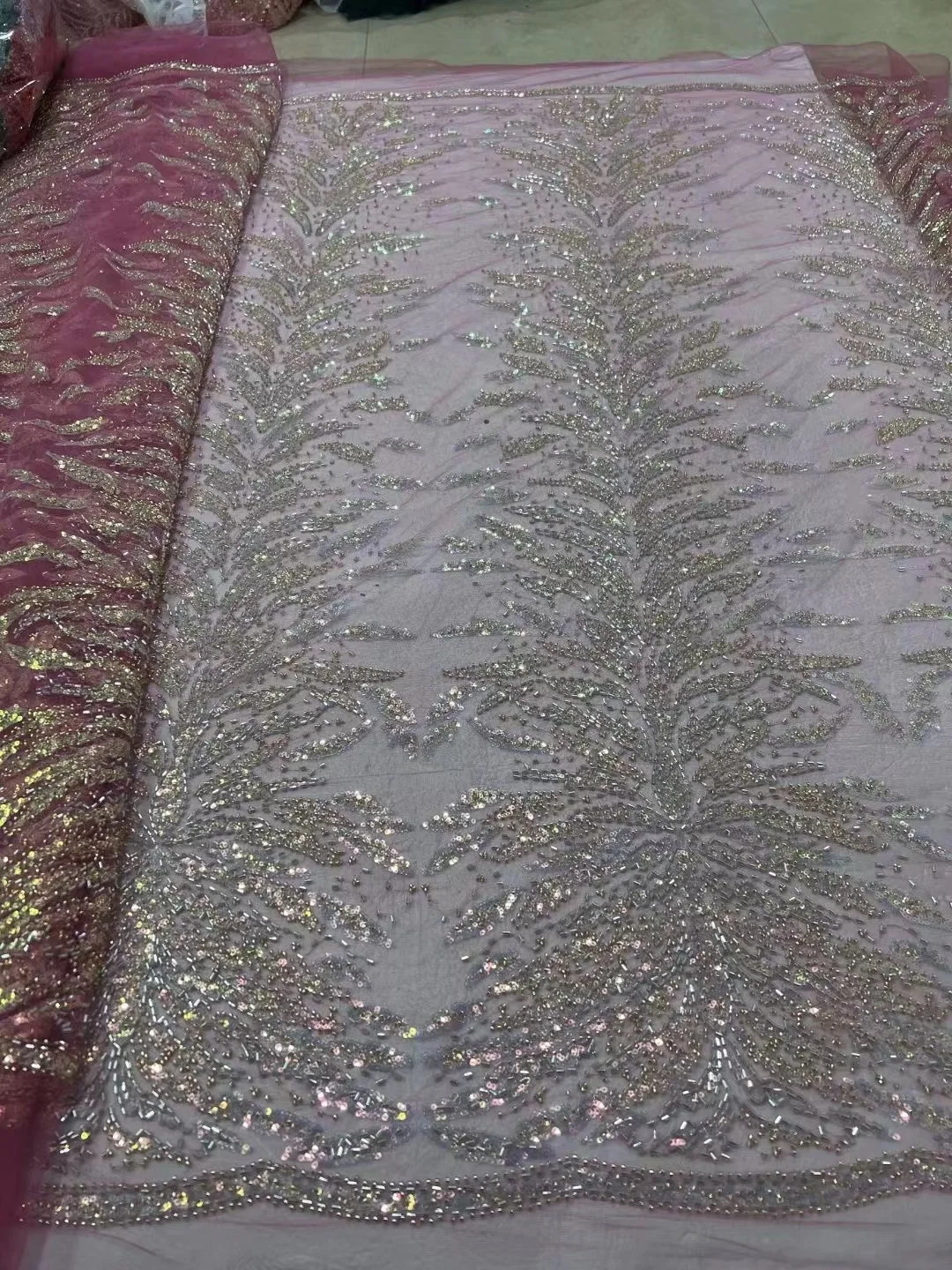 Роскошный Африканский Жених Кружевная Ткань с пайетками Высокого Качества 2023, Вышивка из тяжелого бисера, Французский Тюль, Кружевное Нигерийское Свадебное платье