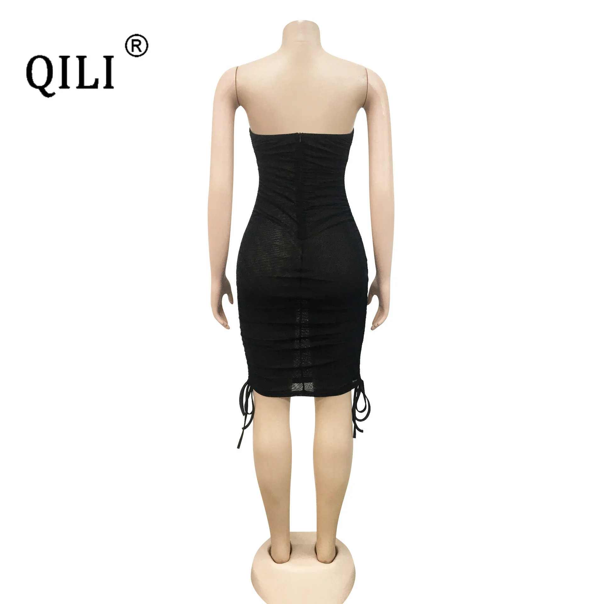 QILI-Сексуальное Женское платье без бретелек, Облегающий Топ, Праздничная одежда с открытой спиной, Черное, Оранжевое, Белое, Розово-красное, Однотонное, Новое